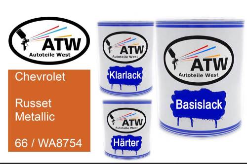 Chevrolet, Russet Metallic, 66 / WA8754: 1L Lackdose + 1L Klarlack + 500ml Härter - Set, von ATW Autoteile West.